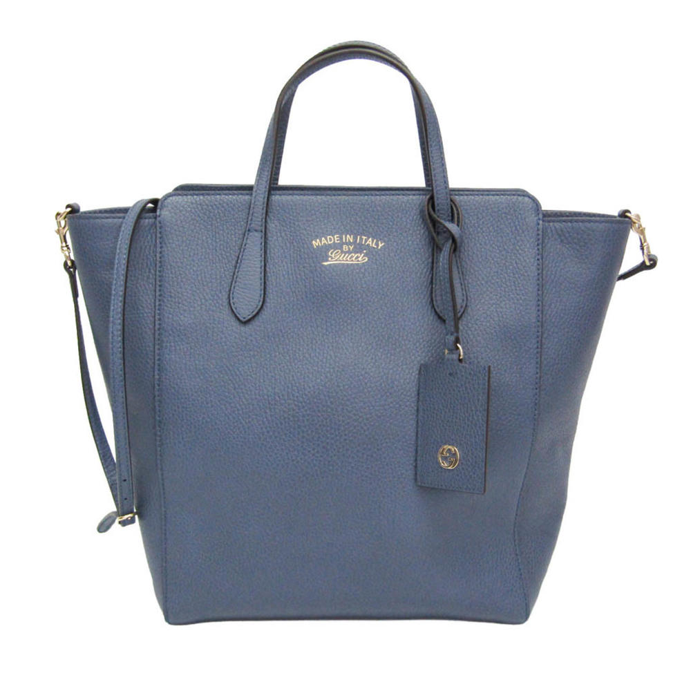 GUCCI Blue Leather Tote Bag